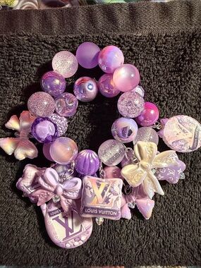 Purple and Pink Charm Bracelet with Bows